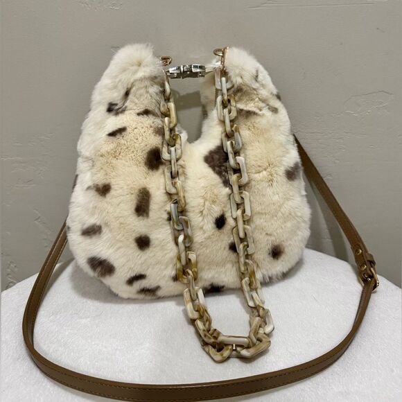 Multi Use Style Handmade Real Rex Rabbit Fur Purse/Shoulder Bag/Crossbody - Picture 1 of 16